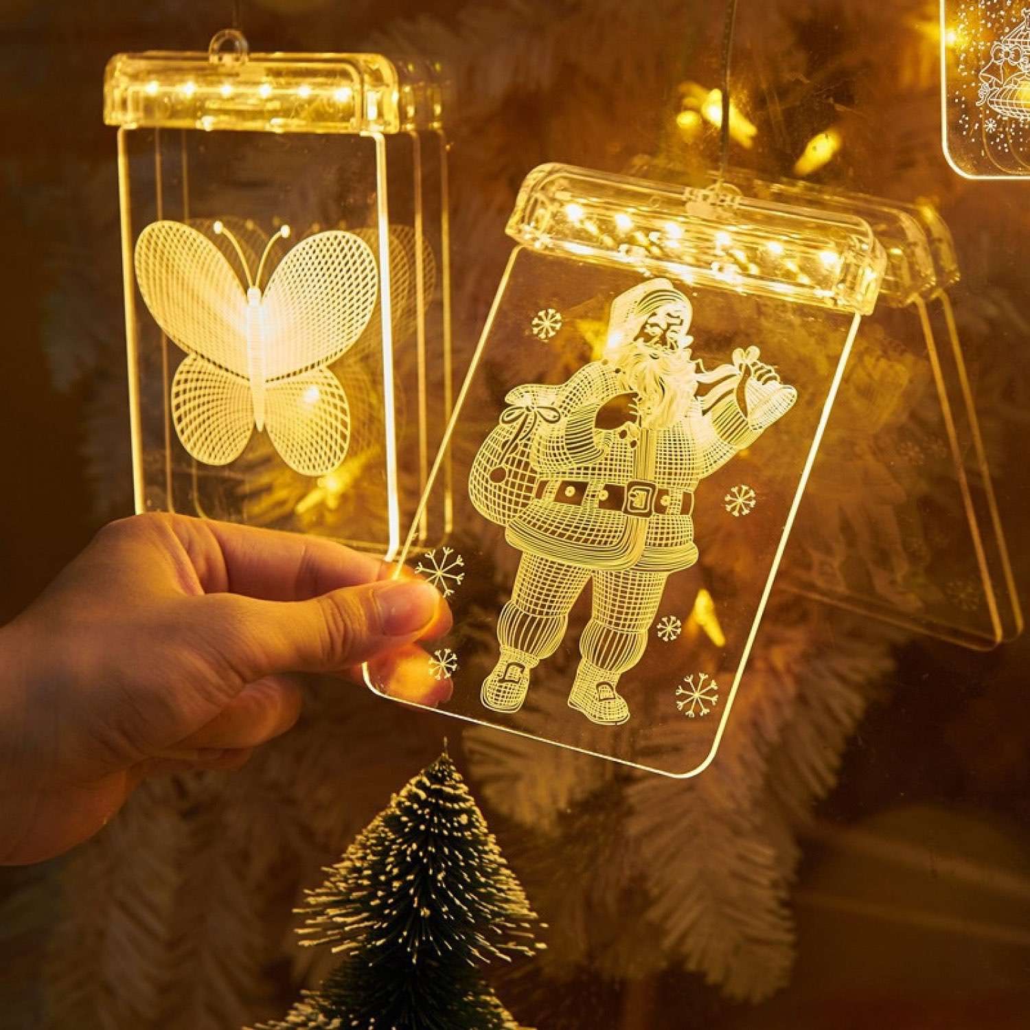LED Christmas Greeting Card Transparent Acrylic Card Customized